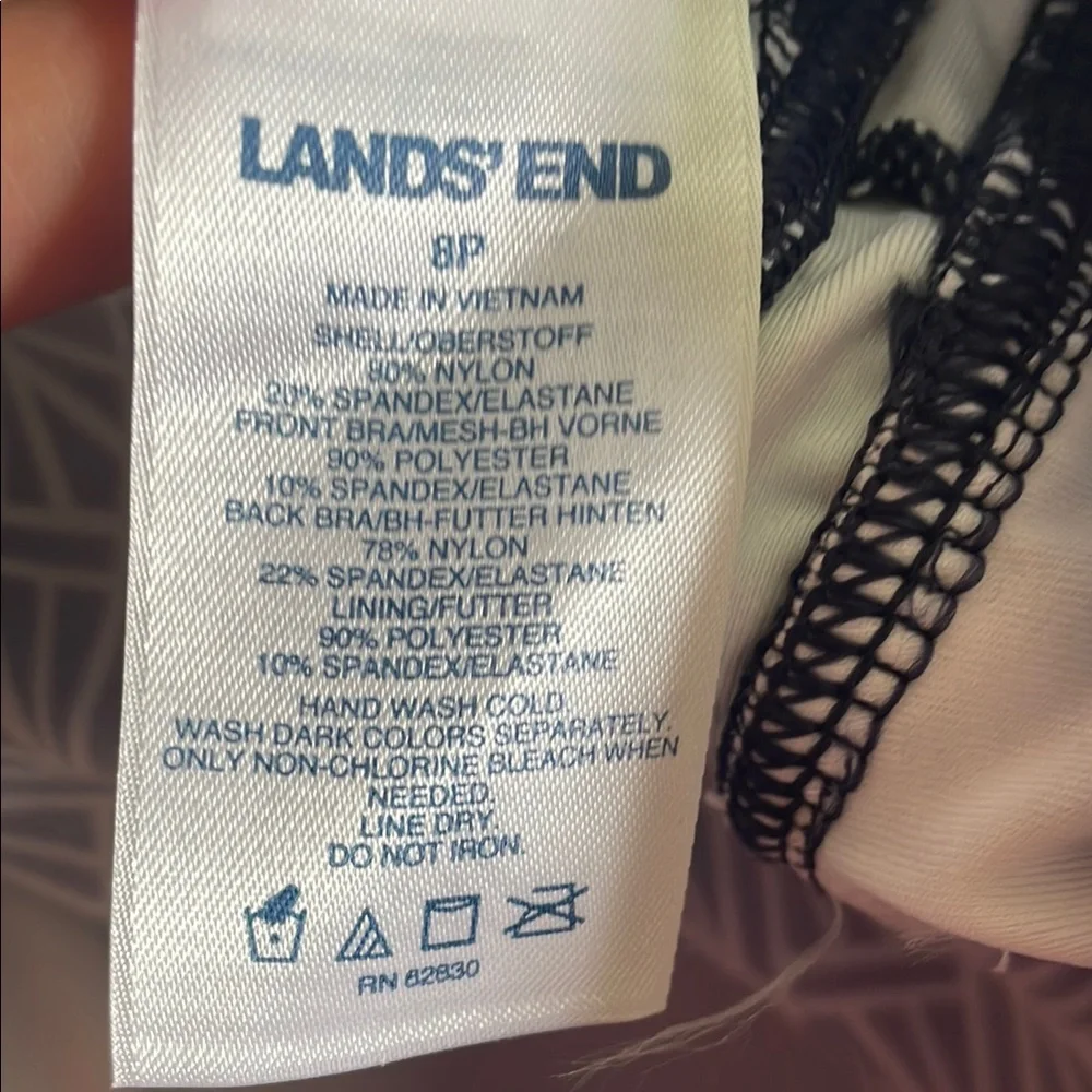 Land’s End‎ Navy and White Patterned Women's Swim Top